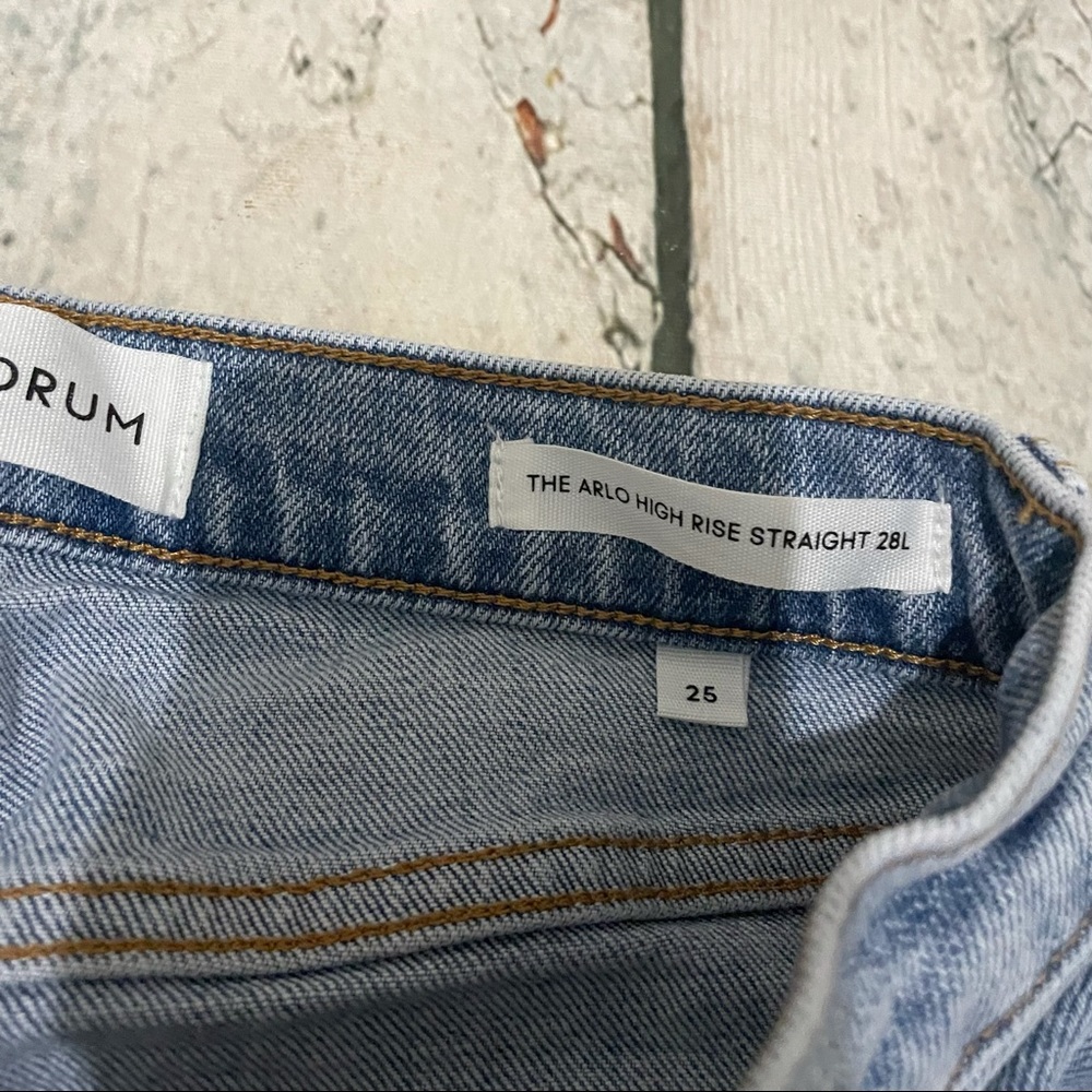 Aritzia Denim Forum 25 arlo high rise straight 28L jeans button fly blue cuffed - Picture 7 of 9
